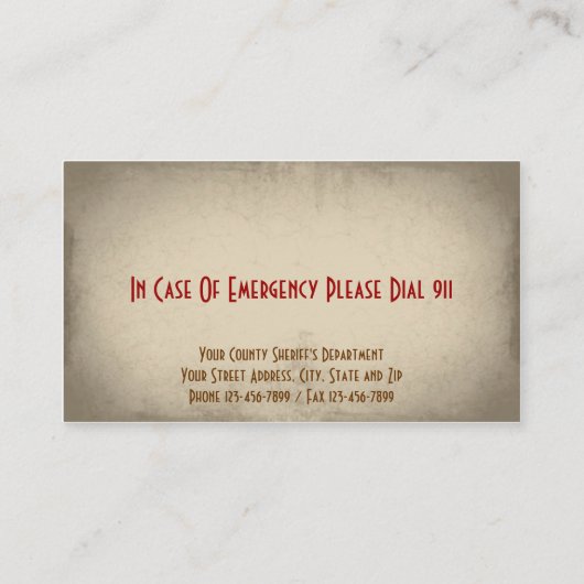 Sheriff Visitekaartje (Achterkant)