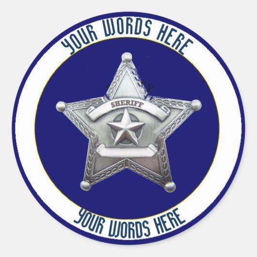Sheriff's Badge Universal Custom Ronde Sticker (Voorkant)