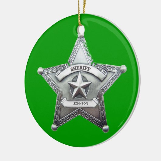 Sheriff's Custom Badge Keramisch Ornament (Links)