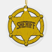 Sheriffs Star Badge Keramisch Ornament (Voorkant)