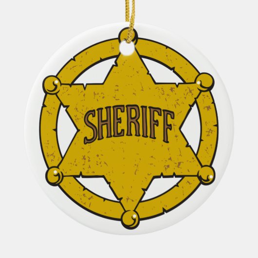 Sheriffs Star Badge Keramisch Ornament (Voorkant)