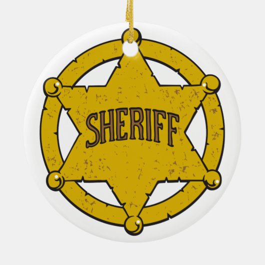 Sheriffs Star Badge Keramisch Ornament (Achterkant)