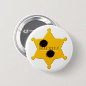 Sheriffstern Einschusslöcher sheriff's star bullet Ronde Button 5,7 Cm (Voorkant /achterkant)