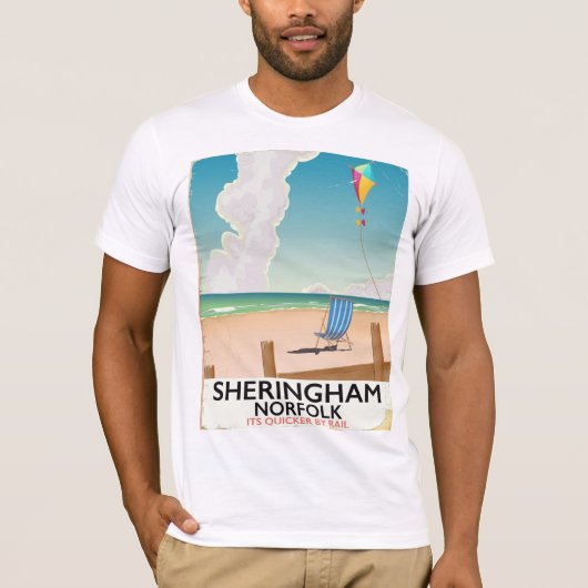 Sheringham Norfolk Strand reisposter T-shirt (Voorkant)