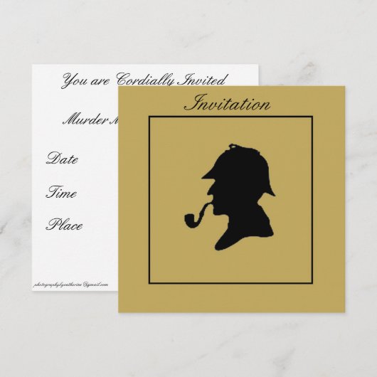 SHERLOCK HOLMES INVITATION KAART (Voorkant / Achterkant)
