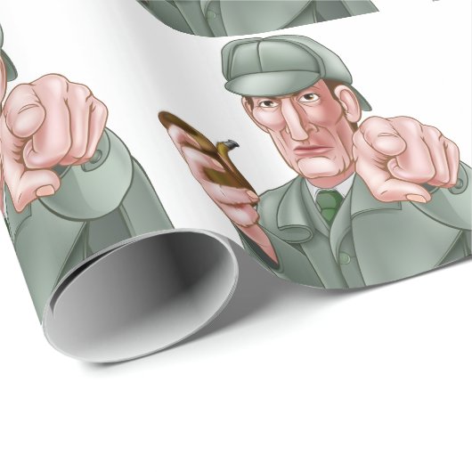 Sherlock Holmes Pointing Cartoon Cadeaupapier (Rol Hoek)