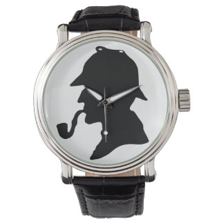 Sherlock Holmes Silhouette Polshorloge Horloge