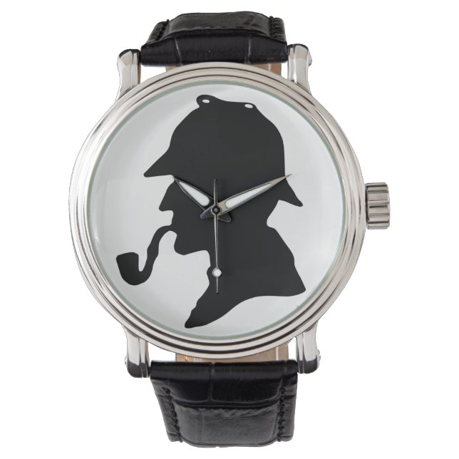 Sherlock Holmes Silhouette Polshorloge Horloge (Voorkant)