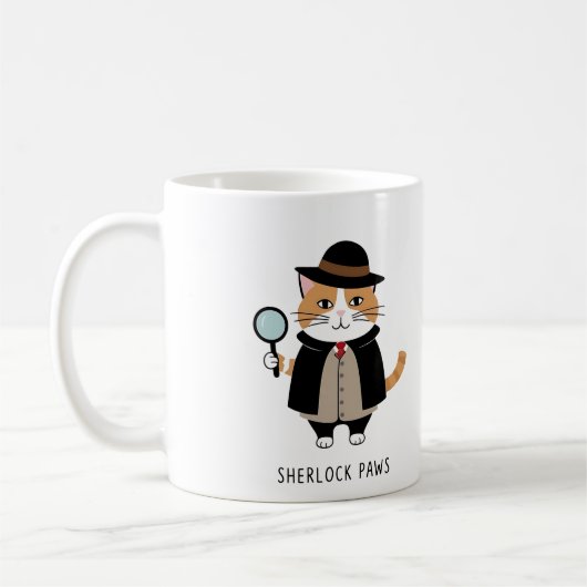 Sherlock Paws, detective kat, Sleuth, misdaadoplos Koffiemok (Links)