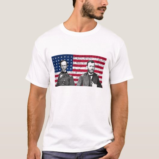 Sherman en Grant met de Amerikaanse vlag T-shirt (Voorkant)