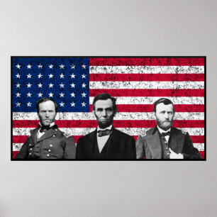 Sherman, Lincoln en Grant met Zwarte Grens Poster