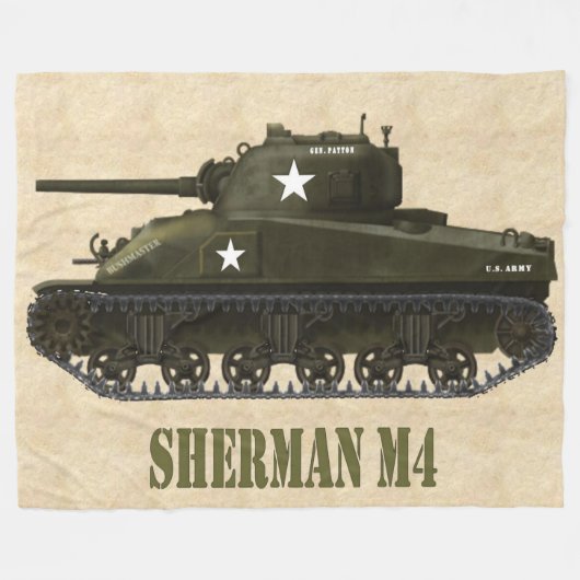 SHERMAN M4 AMERICAN WWWII BATTLE TANK FLEECE DEKEN (Voorkant (Horizontaal))