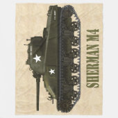 SHERMAN M4 AMERIKAANSE WWII GEFECHTSTANK FLEECE DEKEN (Voorkant)