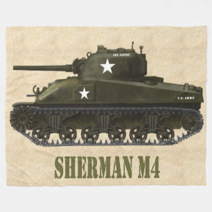 SHERMAN M4 AMERIKAANSE WWII GEFECHTSTANK FLEECE DEKEN
