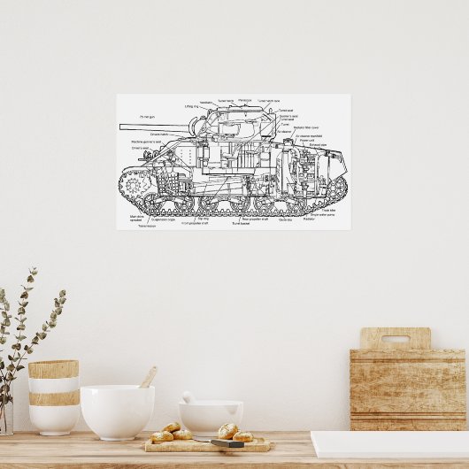 Sherman Tank Poster (Keuken)
