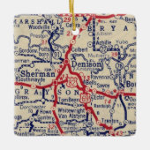 Sherman TX 1941 Map Keramisch Ornament (Voorkant)