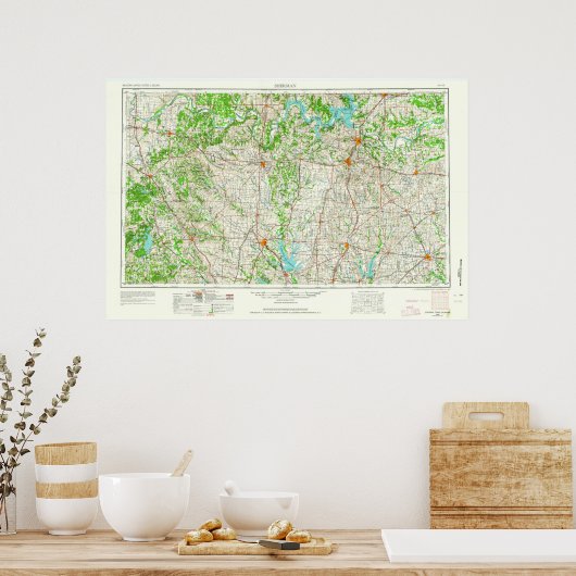 Sherman TX Topo Map Poster (Keuken)