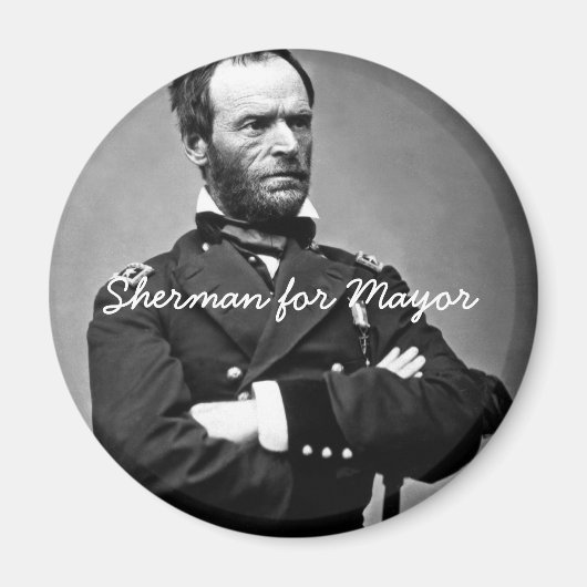 Sherman voor burgemeester - Ronde Magneet (Voorkant)
