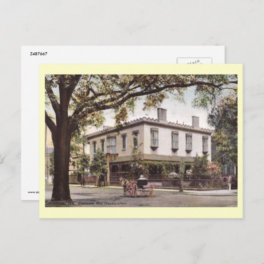 Sherman's hoofdkantoor, Savannah, Georgia  Briefkaart (Voorkant / Achterkant)