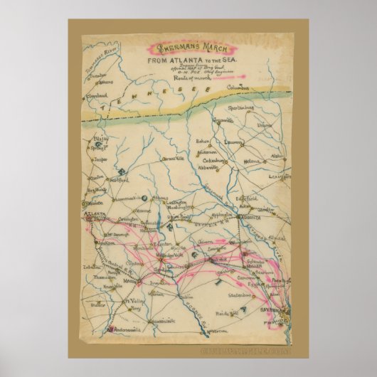 Sherman's March van Atlanta naar het Zee Poster (Voorkant)