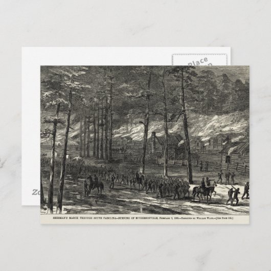 Sherman's mars naar het Zee door South Carolina Briefkaart (Voorkant / Achterkant)