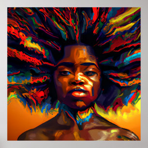 Shero regenboog haar zwart melanine afro koningin poster
