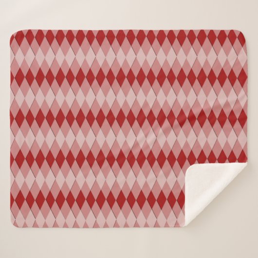 Sherpa Blanket - Argyle Pattern in het rood Sherpa Deken (Voorkant (horizontaal))