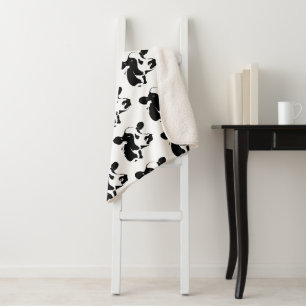 Sherpa Blanket-Black en White Cow Deken