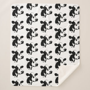 Sherpa Blanket-Black en White Cow Sherpa Deken