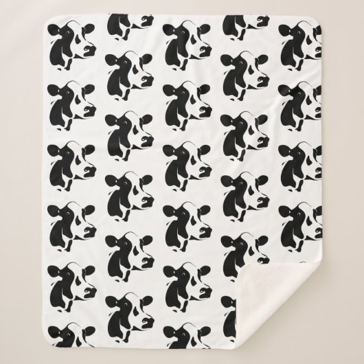 Sherpa Blanket-Black en White Koe Sherpa Deken (Voorkant)