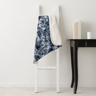 Sherpa Blanket - Blue and Silver Marble Pattern Deken