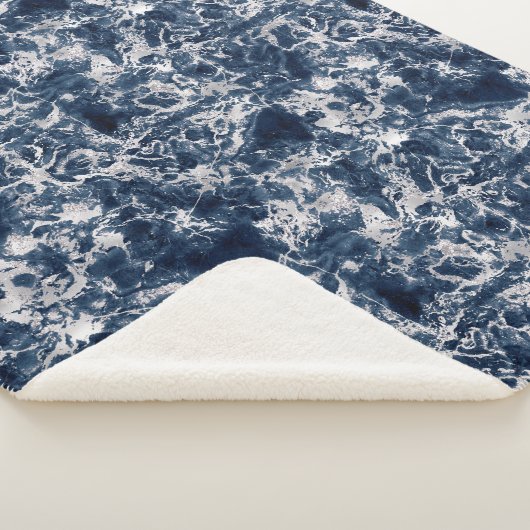 Sherpa Blanket - Blue and Silver Marble Pattern Sherpa Deken (3/4)