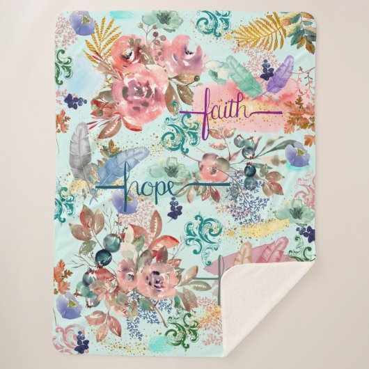 Sherpa Blanket Faith Hope Love Deken (Voorkant)