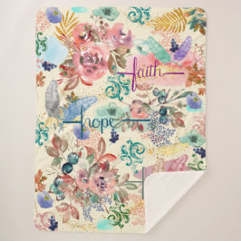 Sherpa Blanket Faith Hope Love Deken