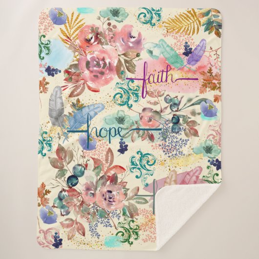 Sherpa Blanket Faith Hope Love Deken (Voorkant)