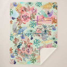 Sherpa Blanket Faith Hope Love Deken