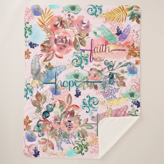 Sherpa Blanket Faith Hope Love Deken (Voorkant)