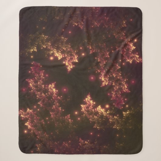 Sherpa Blanket Fractal Leaves Red Glow Deken (Voorkant)