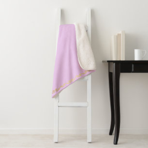 Sherpa Blanket-groots-roze & Gold Scroll Print Deken