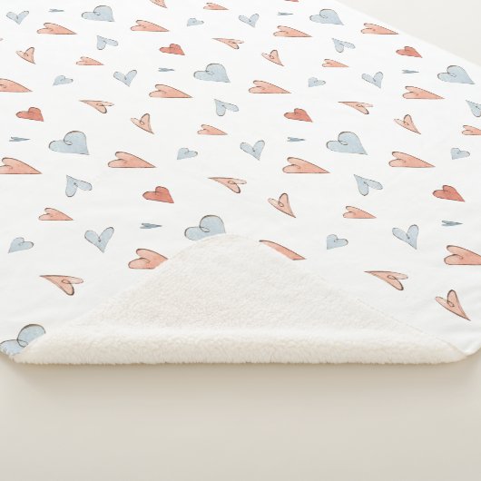Sherpa Blanket - Hearts Pattern Deken (3/4)