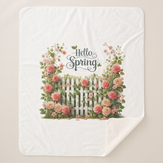 Sherpa Blanket-Hello Spring Floral Sherpa Blanket Sherpa Deken (Voorkant)