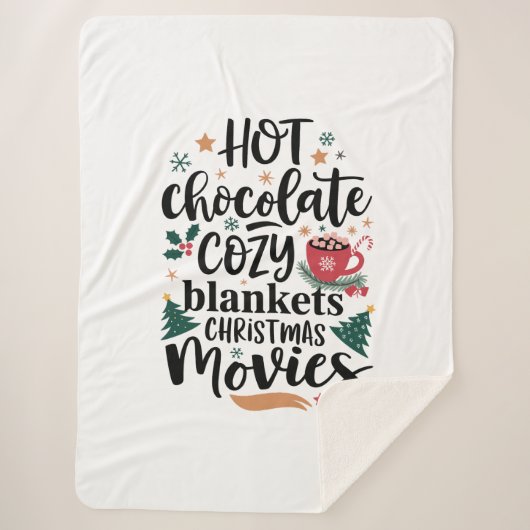 Sherpa blanket Hot Chocolate & Cozy Christmas Vibe Sherpa Deken (Voorkant)