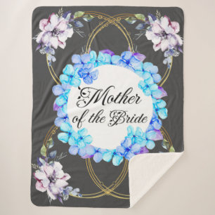 Sherpa Blanket in Blue Elegant Waterverf Flowers Deken