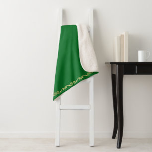 Sherpa Blanket-Jade & Gold Scroll Print Deken