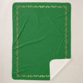 Sherpa Blanket-Jade & Gold Scroll Print Sherpa Deken (Voorkant)