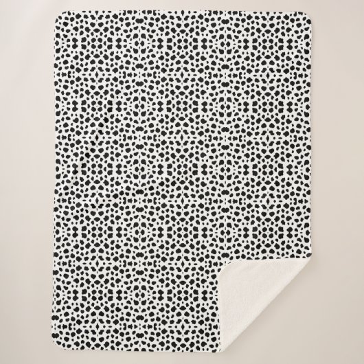 Sherpa Blanket-Large-Black en White Spotted Print Sherpa Deken (Voorkant)