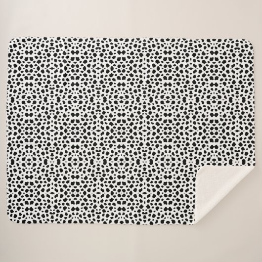 Sherpa Blanket-Large-Black en White Spotted Print Sherpa Deken (Voorkant (horizontaal))