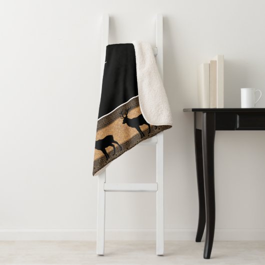 Sherpa Blanket-Large-Black Yellowstone Elk Deken (In situ)