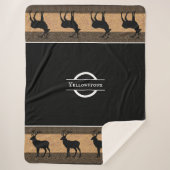 Sherpa Blanket-Large-Black Yellowstone Elk Sherpa Deken (Voorkant)