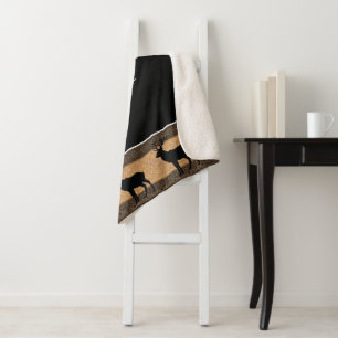 Sherpa Blanket-Large-Black Yellowstone Elk Sherpa Deken